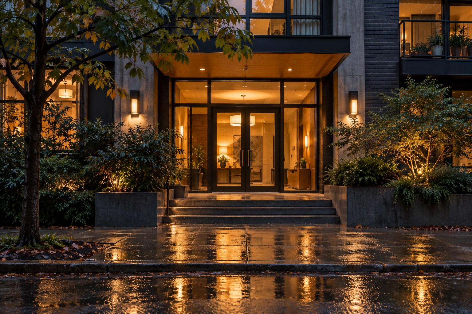 Quiet apartment doorway at dusk with warm light inside and rain-damp pavement outside.
AI-generated conceptual illustration; not a photograph of a reported location. Quiet apartment doorway at dusk with warm light inside and rain-damp pavement outside.